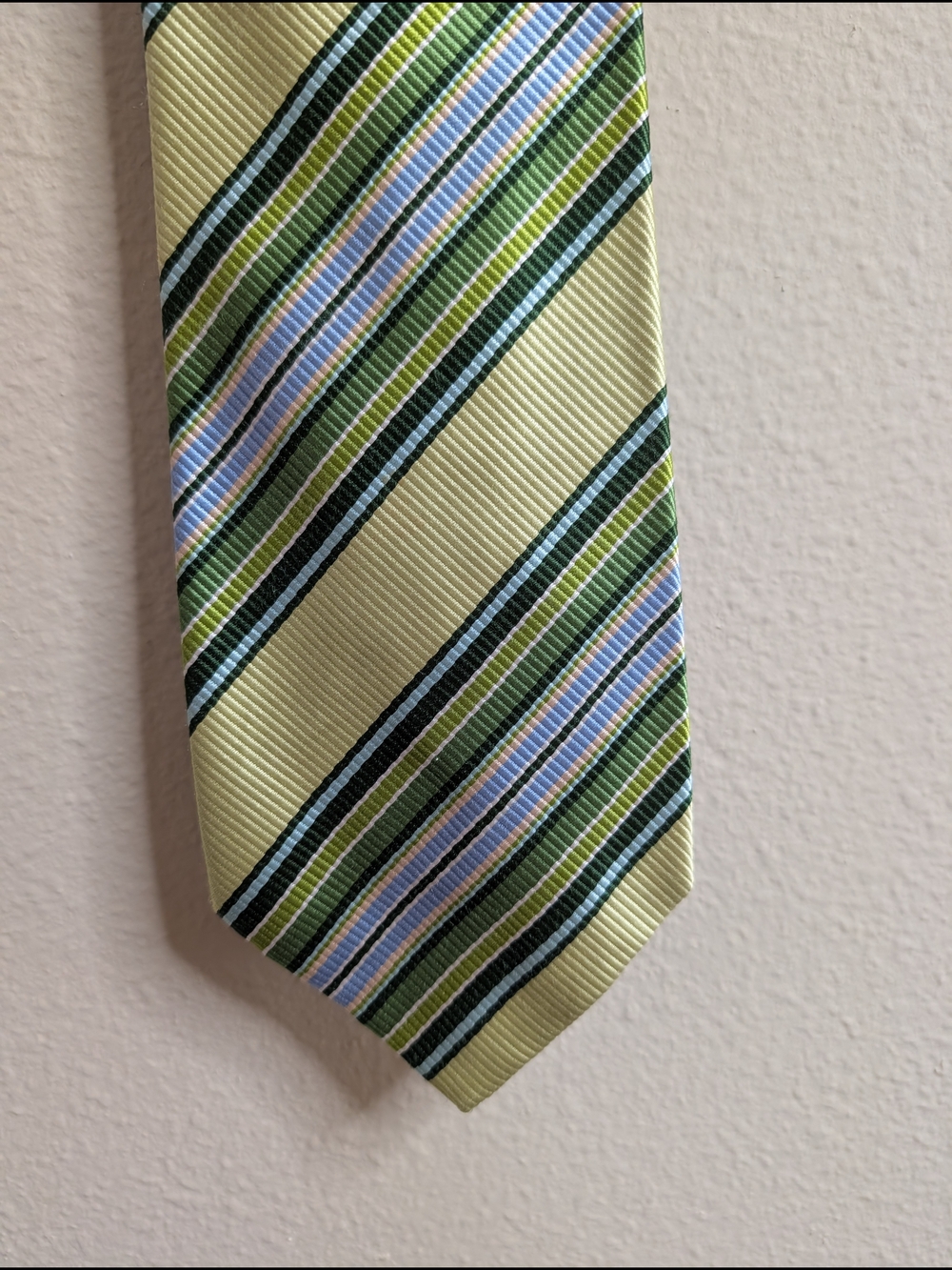 Banana Republic Italy Striped Silk Cotton Tie | Chartreuse Green‎ Multi
